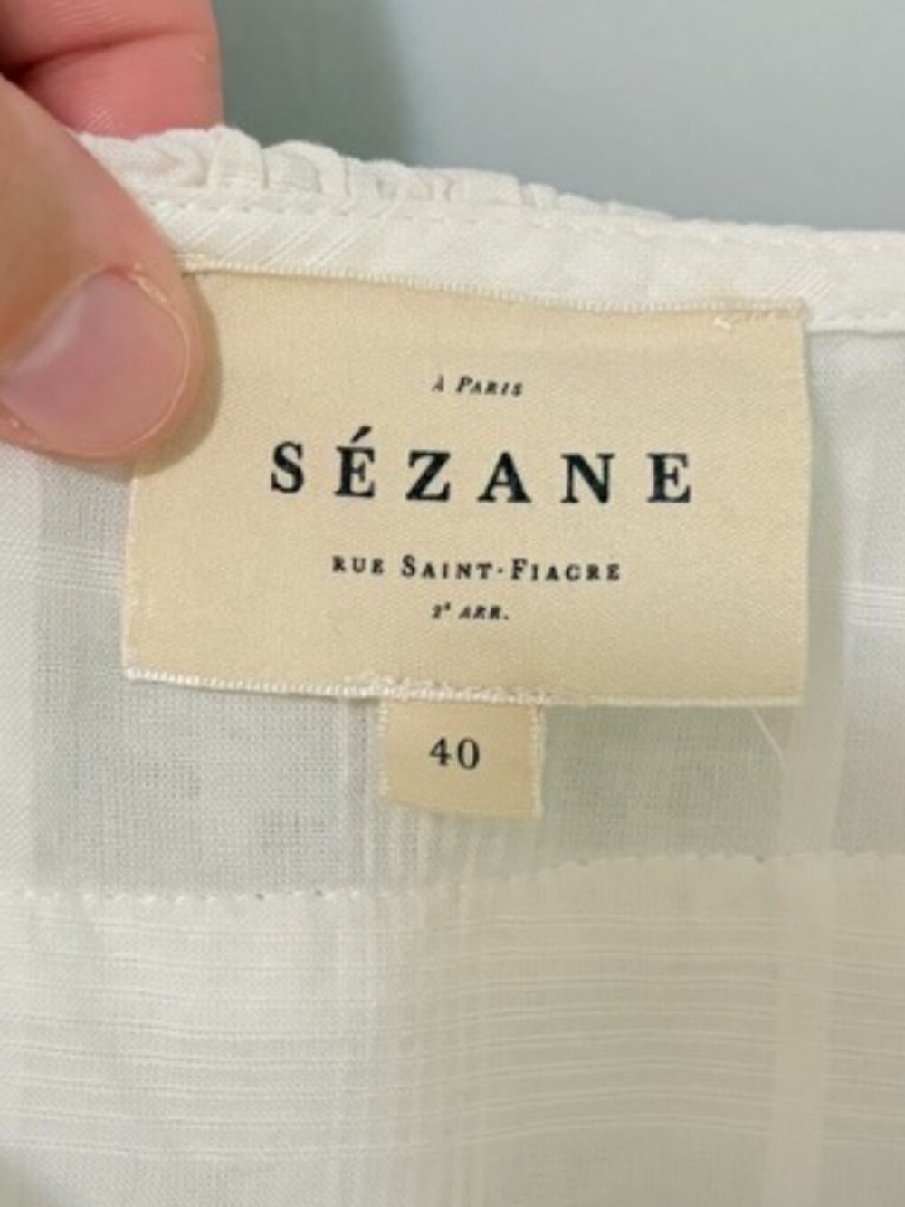 Sezane Lia Blouse Ecru US 8 EU 40 Organic Cotton Eyelet Ruffle Scalloped Top - Picture 8 of 15